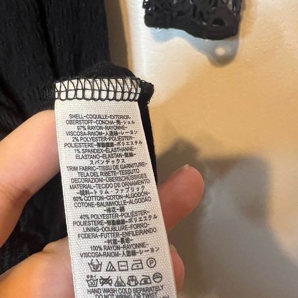 Free People Black Eyelet Lace Dress Sz XS Fit & Flare Textured Knit To The Point - Picture 8 of 10